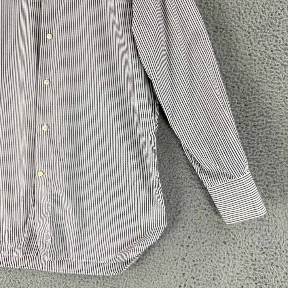 Ermenegildo Zegna Dress Shirt Mens Medium Gray White Stripe Slim Fit Button Down - Picture 3 of 16